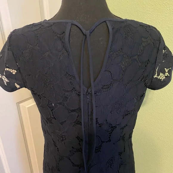 LOFT Navy Lace Mini Dress - Picture 7 of 9